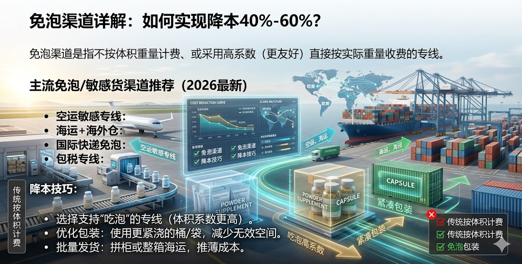 2026保健品泡货(粉剂胶囊)国际物流:免泡渠道+降本60%全攻略