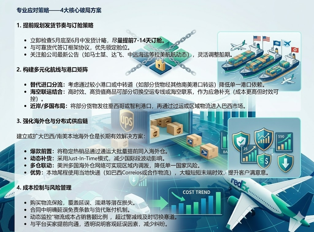 巴西32港大罢工2026,拉美航线延误升级,跨境卖家如何应对?