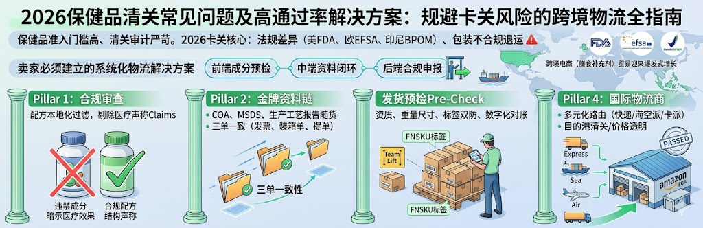 2026保健品清关攻略：FDA/EFSA卡关原因分析与高通过率方案