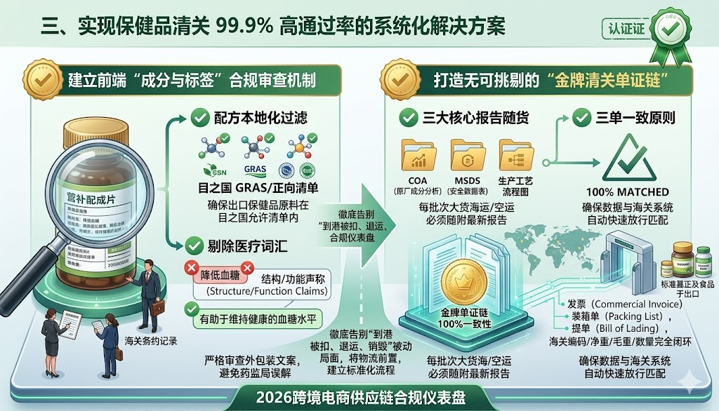 2026保健品清关攻略：FDA/EFSA卡关原因分析与高通过率方案